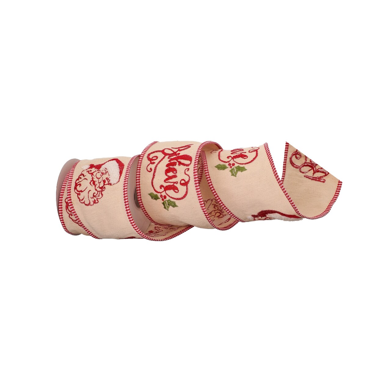 Contemporary Home Living Embroidered Santa Claus and "Believe" Christmas Wired Craft Ribbon 4" x 5 Yards